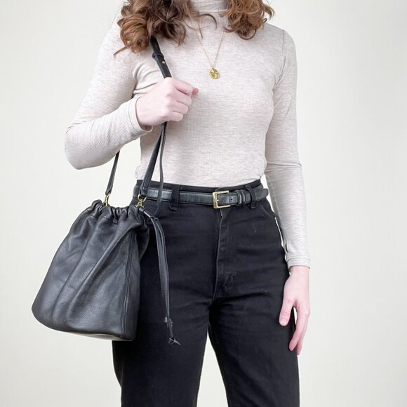 New Madewell Leather Piazza Bucket Bag Shoulder Strap Crossbody Purse Old Money - Picture 11 of 12